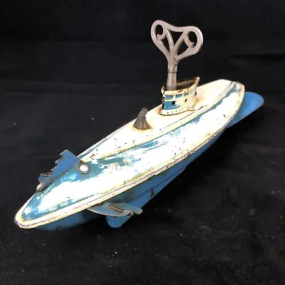 Wolverine Submarine Blue Tin Lithograph Wind Up With Key Vintage • $79