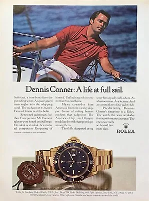 1985 ROLEX Watch Yachtsman Dennis Conner Photo Vintage PRINT AD • $10.50