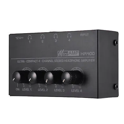 HA400 Ultra-Compact 4 Channels Stereo Headphone Amplifier W/ Power Adapter S9R6 • $15.99