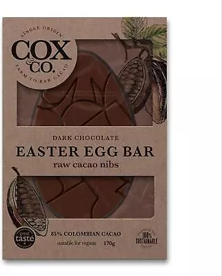 Large Cacao Nibs 85% Dark Chocolate Easter Egg Bar 140g Easter Gift • £10.22