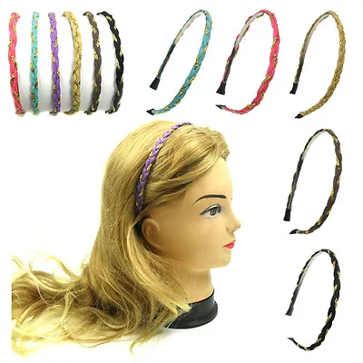 Faux Leather Braided Gold Chain Headband Hairband For Women Girls • $6.99