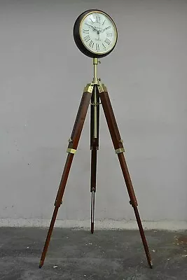 Wooden Clock Grandfather Style Floor Clock Foldable Tripod Stand Home Decor Gift • $230