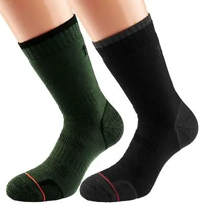 1000 Mile Combat Socks Single-Layer Outdoor Military Twin Pack Green/Charcoal • £21.25