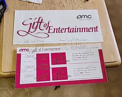 Vintage 1999 AMC Movie Theatre Theater Gift Of Entertainment Night At The Movies • $24.99