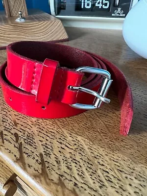 Lacoste Red Patent Leather Belt Narrow 2 Cm Size M 90/36 • £12