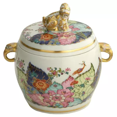 Mottahedeh Porcelain 'Tobacco Leaf' Fu Dog Jar With Lid Factory New • $634.99