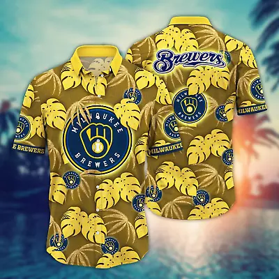 Milwaukee Brewers MLB Hawaiian Shirt Seaside Aloha Shirt • $10.99