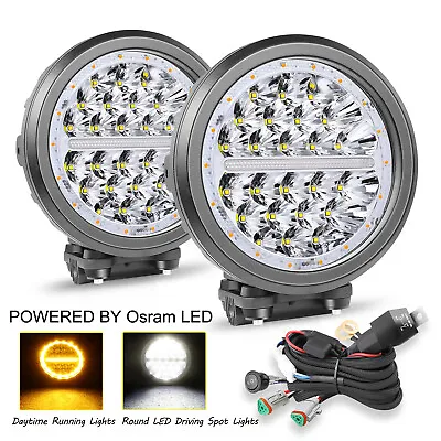 7inch Osram LED Driving Lights Round Spot DRL Offroad Headlights HID W/DT Wiring • $202.39