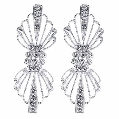 2x Vintage Diamante Crystal Rhinestone Buckles Hook And Eye Clasps Sash Belt • £6.28