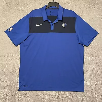 Dallas Mavericks Shirt Mens XL Blue Nike Dri Fit Polo Swoosh Basketball Logo • $25