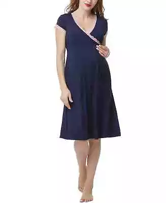 NEW! Kimi & Kai Sz S Jenny Short Sleeves Lace Trim Maternity Nursing Nightgown • $17.99