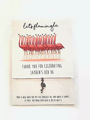 £1.29 • Buy Personalised Hen Party Favours Wish Bracelets Flamingo Charm Lets Flamingle 