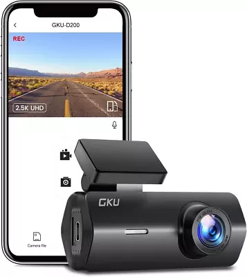 GKU Dash Cam 2.5K WiFi Car Camera Car Video 170° Wide Angle Mini Dash Camera Fo • $95.79