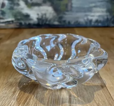 Vintage Daum France Clear Crystal Small Lobed Glass Bowl Signed • £35