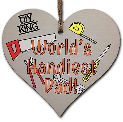 Handmade Wooden Hanging Heart Plaque Gift For Dad This Fathers Day Novelty Fun T • £3.49