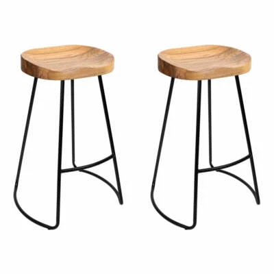 $134.40 • Buy Artiss 2 X Vintage Tractor Bar Stools Retro Wooden Stool Industrial Chairs 65cm
