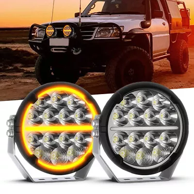 Spotlights 2X 7inch LED Driving Lights Round Truck 4WD Work Headlights Halo DRL • $255.54