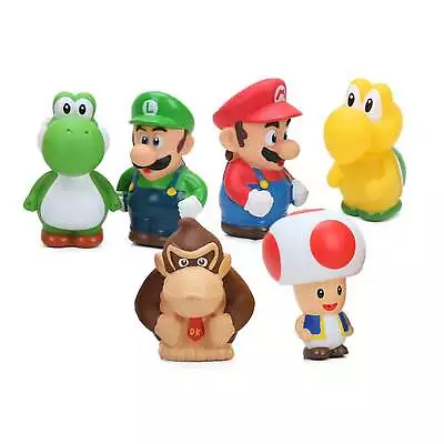 6 Super Mario Cake Cupcake Topper 2 Inch Figure Bath Water Squirt Toys • $17.99