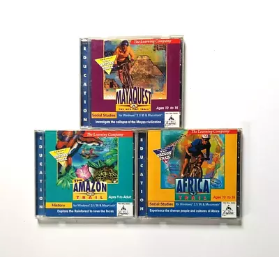 Learning Company CD Lot- Maya Quest Amazon Trail African Trail (Win/MAC 1997) • $6