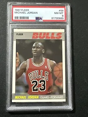 1987 Fleer Basketball #59 Michael Jordan Chicago Bulls HOF PSA 8 NM-MT • $575