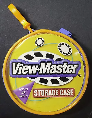 VIEW-MASTER Blue Soft Shell Zippered Storage Carry Case W/ Clip - Holds 48 Reels • $14.99