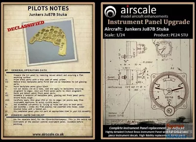 ASCPE24STU 1:24 Airscale Instrument Panel Upgrade - Junkers Ju87B Stuka • $29.19