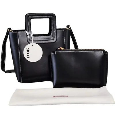 $199 • Buy Nwt Staud Mini Shirley Leather Crossbody Bag Satchel Tote In Black