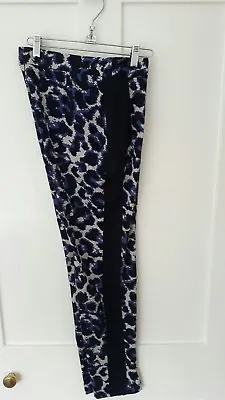 Women's Ladies Patterned Narrow Leg Blue / Black Trousers Size 12 • £11