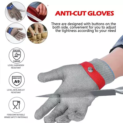 Industrial Anti-knife Cut Resistant Glove Stainless Steel Metal Mesh Butcher UK • £8.89