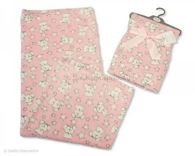 Baby Girls Teddy Bear Blanket Wrap Soft Plush Fleece Pink Gift By Snuggle Baby • £9.25