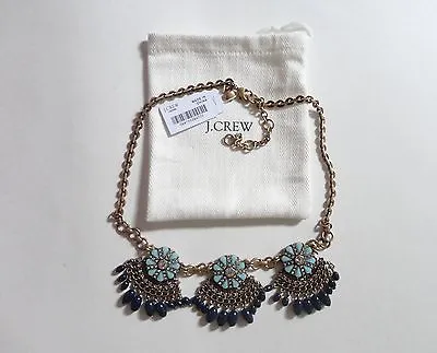 $525 JCREW Lot Of 10 Statement Blue Fan Fringe Flower Floral Beaded Necklace New • $150