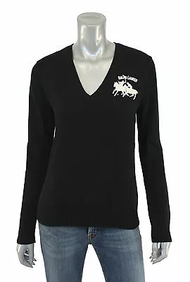 Polo Ralph Lauren Sport Cotton Dual Match Equestrian V-Neck Sweater S New • £68.62