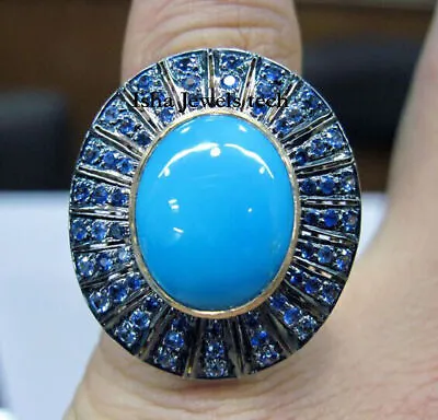 Ring Tanzanite &Turquoise 925 Sterling Silver Victorian Gemstone Ring Jewelry • £156.67