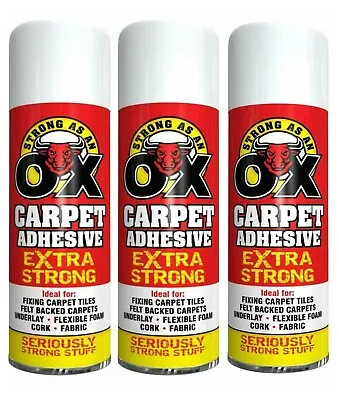 3x 500ml Strong Heavy Duty Carpet Spray Adhesive Glue For Card Tile Fabric Vinyl • £11.99