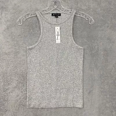 J Crew Shirt Womens XS Gray Tank Top Cutaway Ribbed Cotton Stretch Minimal • $29.60