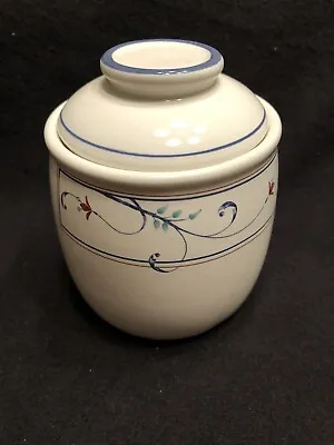 Mikasa Intaglio Annette 5  Tall Canister With Blue Knob Lid CAC20 • $14.99