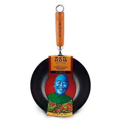 Ken Hom Classic 20cm Non-Stick Carbon Steel Mini Wok - BN Chinese Stir Fry Pan • £14.99