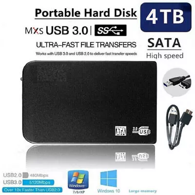 Portable 2.5in 4TB HDD External Hard Drive Enclosure USB 3.0 SATA Disk • $28.86