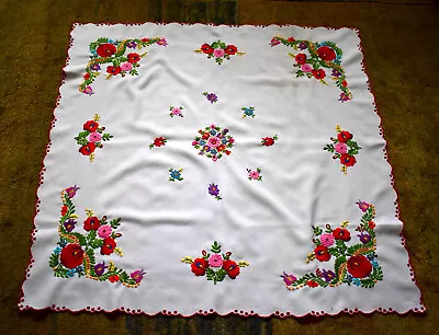 Vtg Beautiful Original Hungarian Embroidery MATYO  Tablecloth • $85