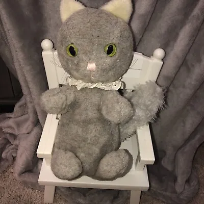 Eden Toys Vintage Gray Cat Plush Stuffed Animal Lovey 13” Beatrix Potter • $23.50