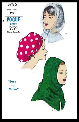 Vogue 5785 Pattern SNOOD Hood Hat Cap Chemo Cancer Alopecia • $5.99