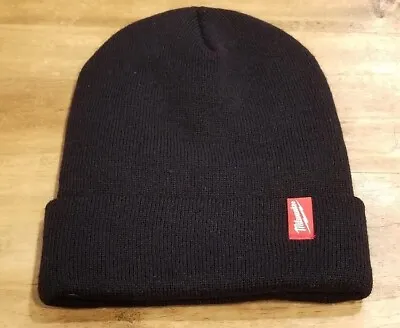 Milwaukee Tools Beanie Hat Cap One Size Black Fold Cuff Rolled CLEAN Knit 3M • $9