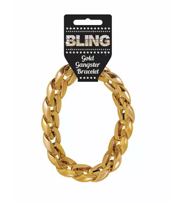 Gangster Gold Bracelet Fancy Dress Accessory Bling Bracelet Adult (U09 614) • £2.55