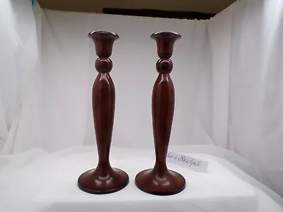 Pair Brown Metal Candlesticks Candle Holders 10  • $29.10