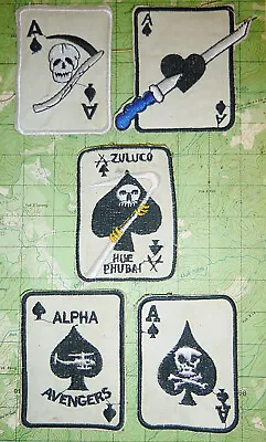 Ace Of Spades - Lot X 5 Patch - Death Cards - Alpha - Grim Reaper - Vietnam War • $100.83