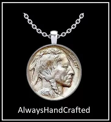 AlwaysHandCrafted INDIAN HEAD NICKEL Necklace - Silver Vintage Us Coin Jewelry • $12.95