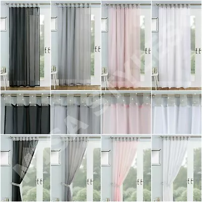 £5.89 • Buy Diamante Sparkle Jewel Bling Plain Voile Net Tab Top Curtain Panel Blush Grey