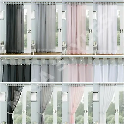 Diamante Sparkle Jewel Bling Plain Voile Net Tab Top Curtain Panel Blush Grey • £5.89