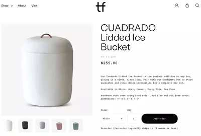 Tina Frey White Cuadrado Lidded Ice Bucket Resin Modern Open Box Mint Condition • $135