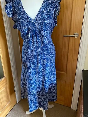 £9.99 • Buy John Rocha Floral Blue Dress Size 16